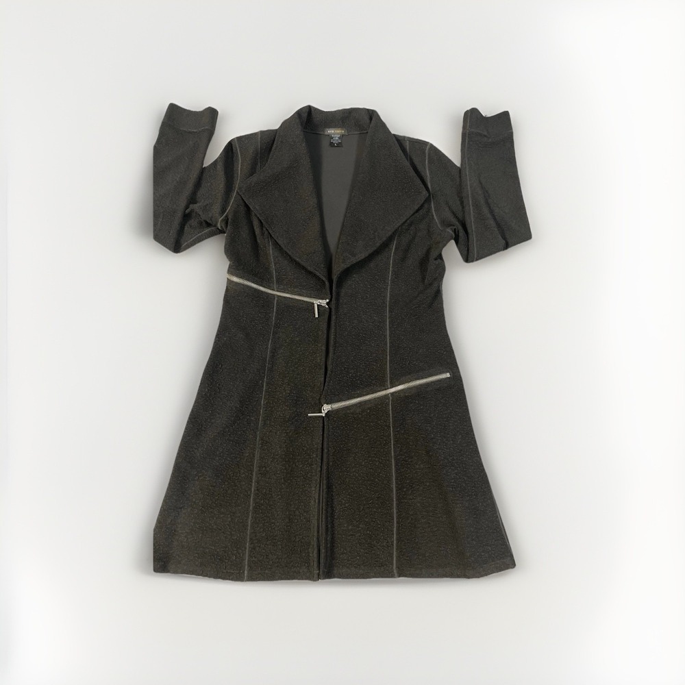 Eva Varro Barcelona Pebble Black Textured Knit Jacket Open Lapel Size Large